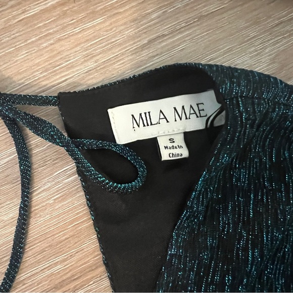 MILA Mae Long Sleeve Teal Shimmer Dress – Size Small – NWT - Picture 4 of 9